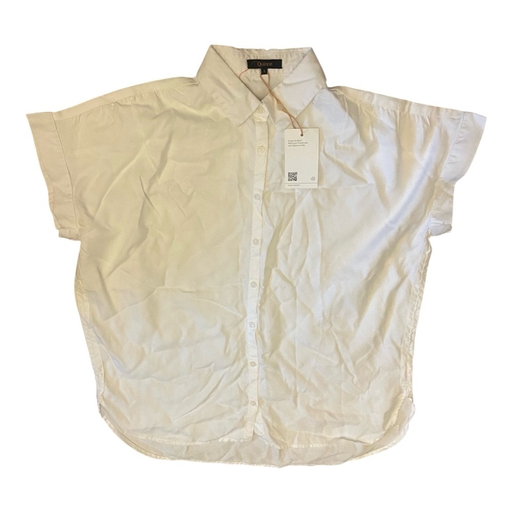 Quince Vintage Wash Tencel Camp Shirt Sz M White NEW - Picture 5 of 7